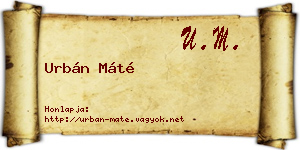Urbán Máté névjegykártya